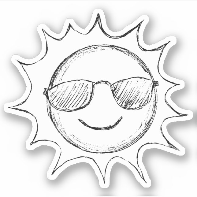 Sun Wearing Sunglasses Sketch (Front)