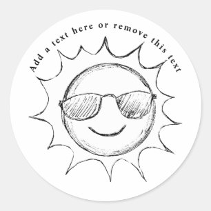 Sun Wearing Sunglasses Sketch Classic Round Sticker