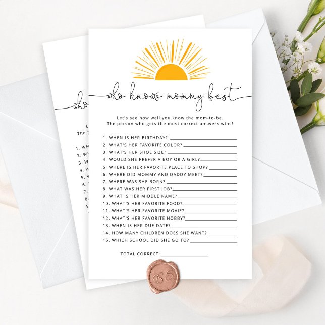 Sun Who knows mummy best baby shower game (Creator Uploaded)