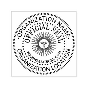Sun With Face Generic Official Seal Name Loc URL Self-inking Stamp