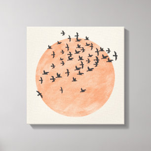 Sun with Flock of Birds Canvas Print