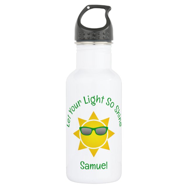 Sun with Green Shades Slogan and Name 532 Ml Water Bottle (Front)