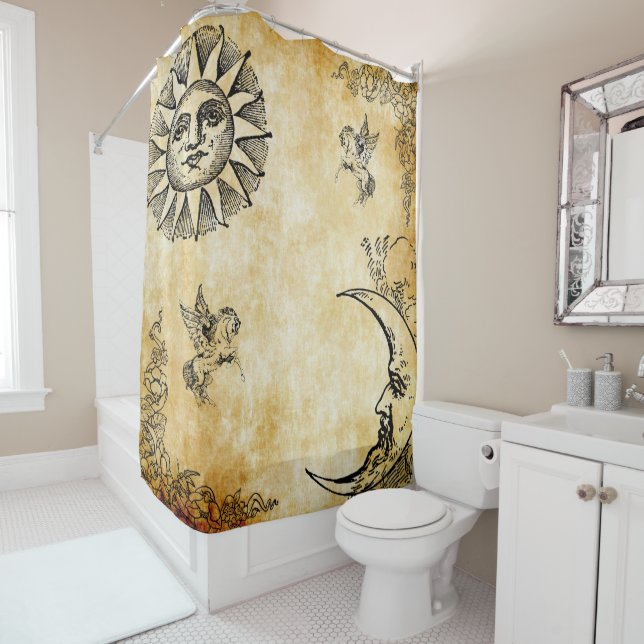 sun with moon and pegasus shower curtain (In Situ)