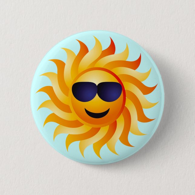SUN WITH SHADES ON 6 CM ROUND BADGE (Front)