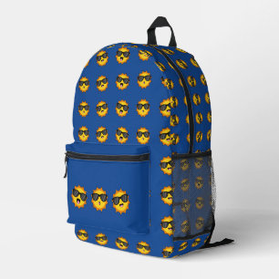 Sun with Sunglasses Happy Emoji Faces Pattern Printed Backpack