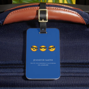Sun with Sunglasses Happy Emoji Faces Personalise Luggage Tag