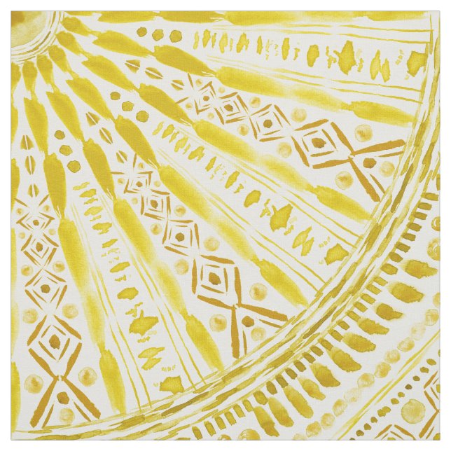SUN WORSHIP Yellow Mandala Fabric (Swatch)