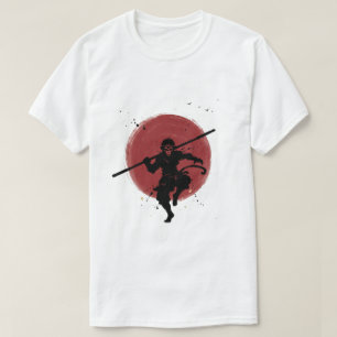 Sun Wukong Shadow Japanese Ink Style Warrior T-Shirt