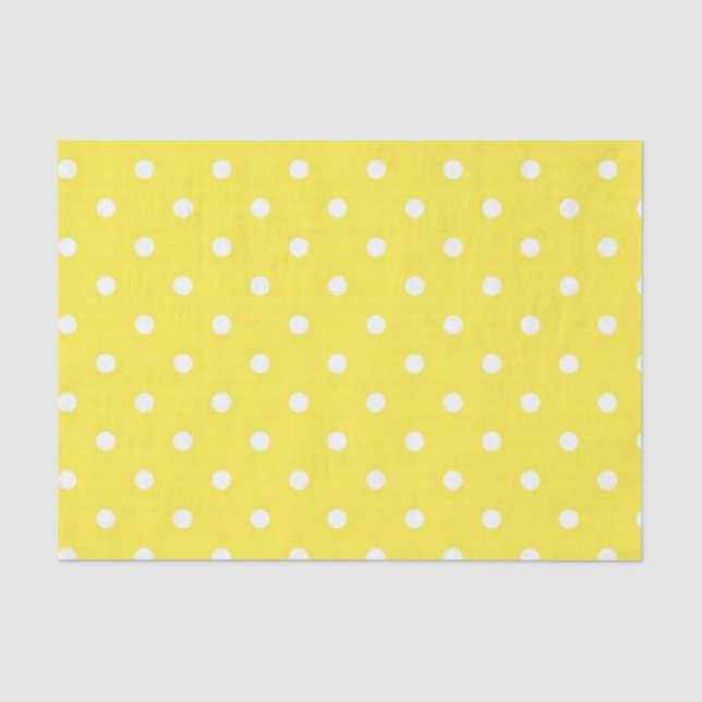 Sun Yellow and White Polka Dots Tissue Paper (Front)