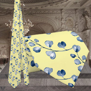 Sun Yellow & Dusty Blue Eucalyptus Wedding Tie