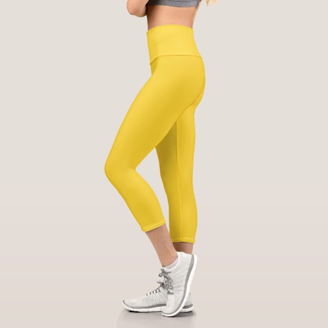 Sun Yellow Solid Colour | Classic Elegant Capri Leggings (Left)