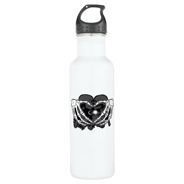 Sunand~1 - Skeleton Heart Hands  710 Ml Water Bottle (Front)