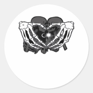 Sunand~1 - Skeleton Heart Hands  Classic Round Sticker