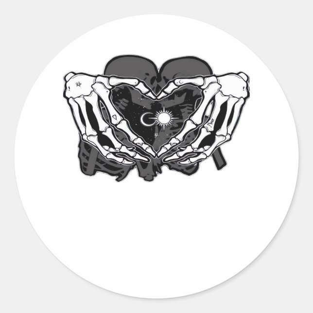 Sunand~1 - Skeleton Heart Hands  Classic Round Sticker (Front)