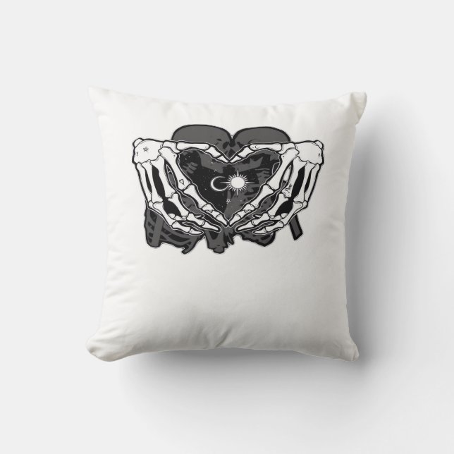 Sunand~1 - Skeleton Heart Hands  Cushion (Front)