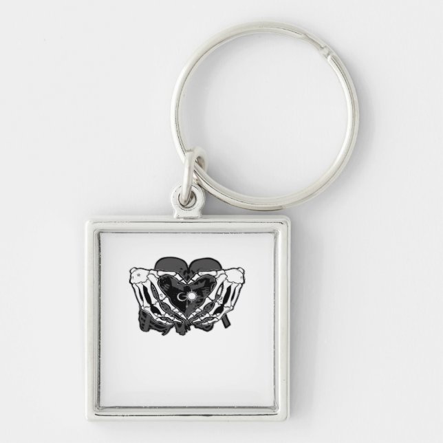 Sunand~1 - Skeleton Heart Hands  Key Ring (Front)