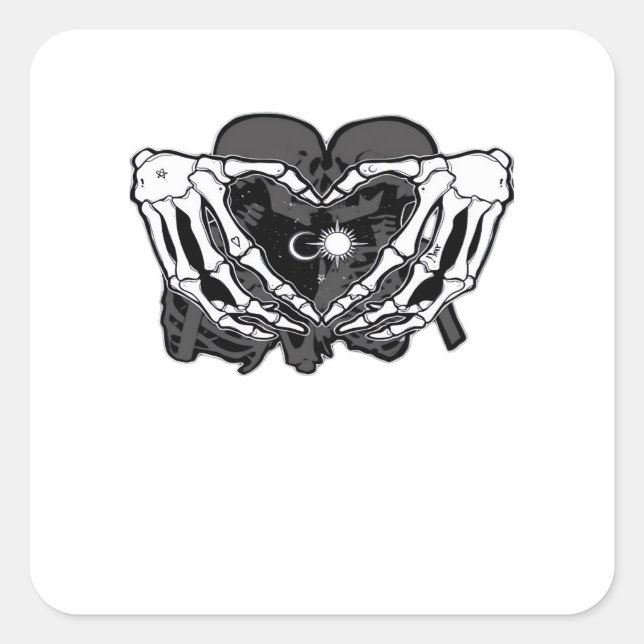 Sunand~1 - Skeleton Heart Hands  Square Sticker (Front)