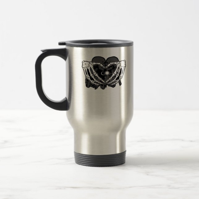 Sunand~1 - Skeleton Heart Hands  Travel Mug (Left)