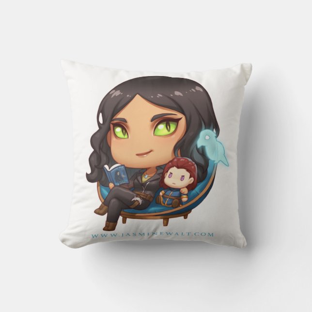 Sunaya Reading Chibi Throw Pillow (Front)