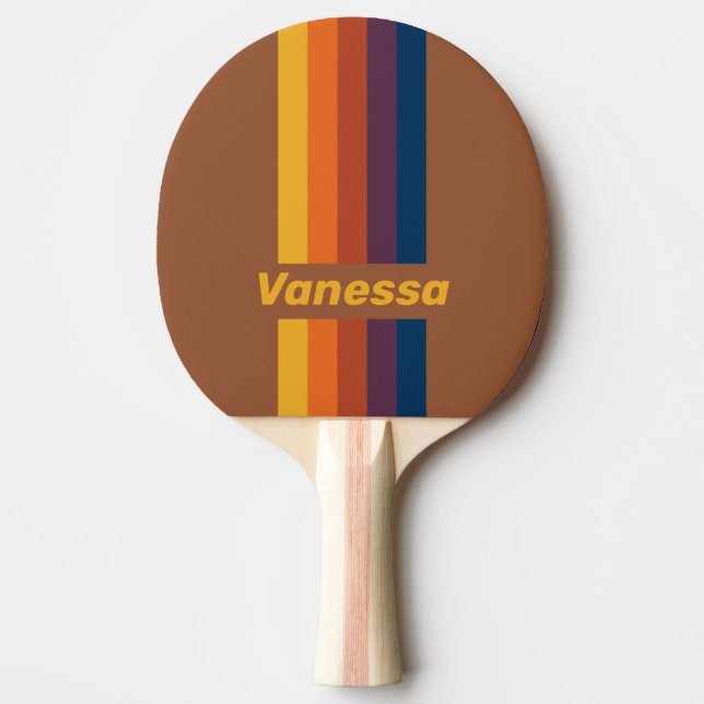 Sunbaked Clay Pin Striped with Name Ping Pong Paddle (Front)