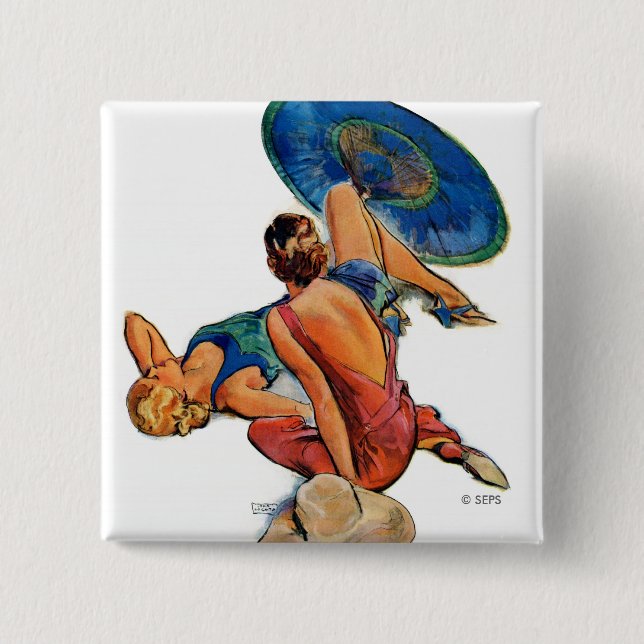 Sunbathers 15 Cm Square Badge (Front)