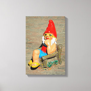 Sunbathing garden gnome canvas print