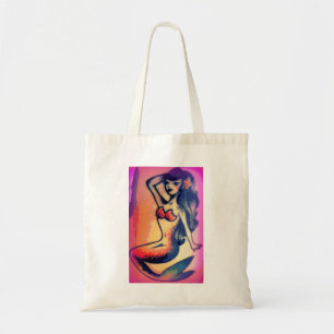 sunbathing mermaid beauty tote bag