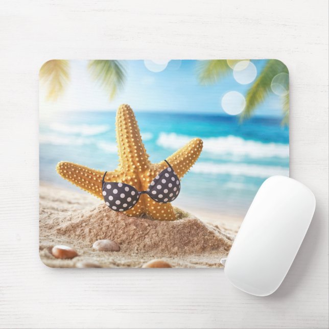 Sunbathing Starfish On Ocean Beach Mouse Mat (With Mouse)