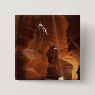 Sunbeam hitting tumbleweed on canyon floor 15 cm square badge
