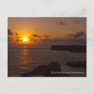 Sunbeam Sunset Sky Ocean Rocks Twilight Postcard