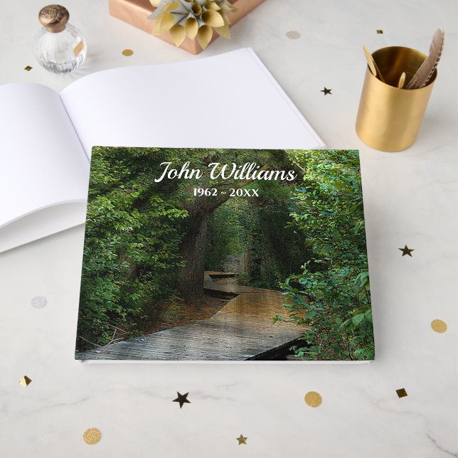 Sunbeams in Woods for Memorial Guest Book (Front Open)