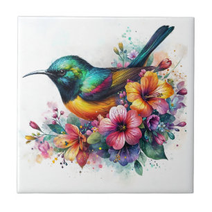 Sunbird Watercolor Art Tile