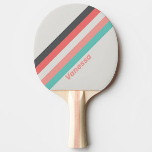 Sunbleached Coral Striped with Name Ping Pong Paddle