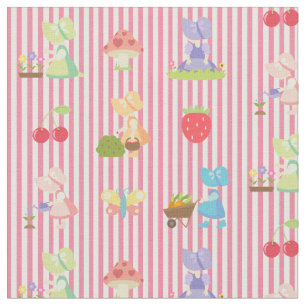 Sunbonnet Sue on Pastel Pink/White Striped Fabric