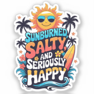 Sunburned Salty and Happy – Retro Beach Vibes