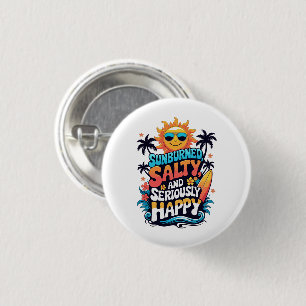 Sunburned Salty and Happy – Retro Beach Vibes 3 Cm Round Badge