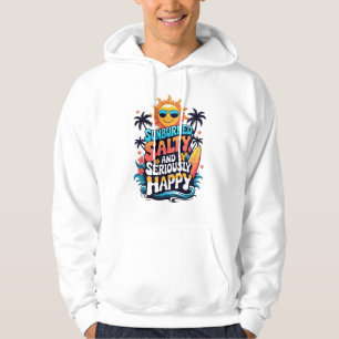 Sunburned Salty and Happy – Retro Beach Vibes Hoodie
