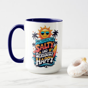 Sunburned Salty and Happy – Retro Beach Vibes Mug