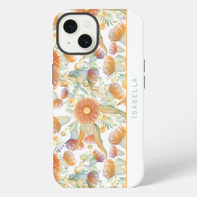 Sunburnt Wattle & Eucalyptus Customisable  iPhone Case (Back)