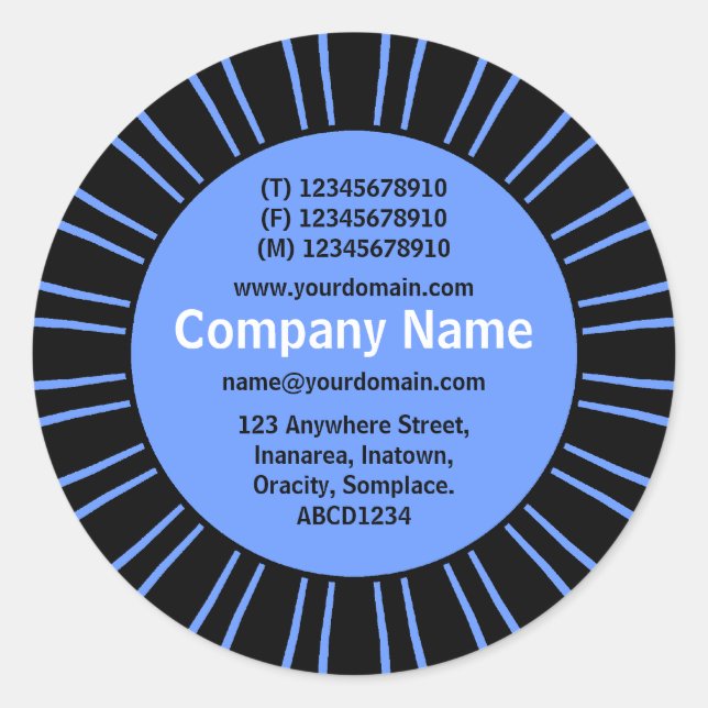 SunBurst 03 Business - Blue Classic Round Sticker (Front)