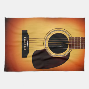 Sunburst Acoustic Guitar Tea Towel