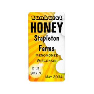 Sunburst and Clouds Honey Jar Labels
