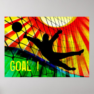 Sunburst and Net Soccer Goalie Poster