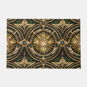 Sunburst Art Deco gold and emerald Doormat