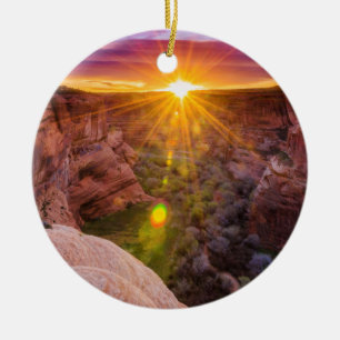 Sunburst at Canyon de Chelly, AZ Ceramic Tree Decoration