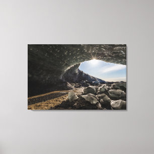 Sunburst at ice cave entrance canvas print