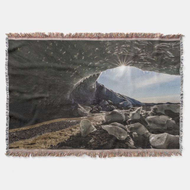 Sunburst at ice cave entrance throw blanket (Front)