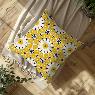 Sunburst Bloom – Geometric Floral Throw Pillow