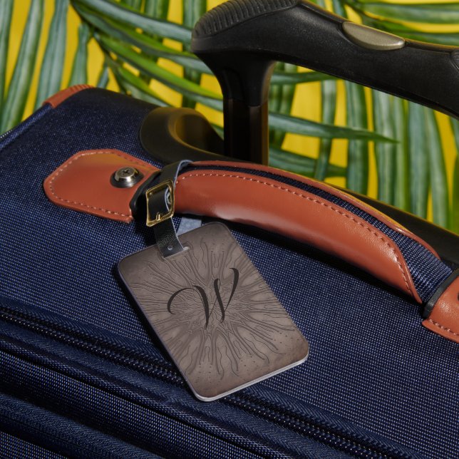 Sunburst boho mandala luggage tag (Front Insitu 1)