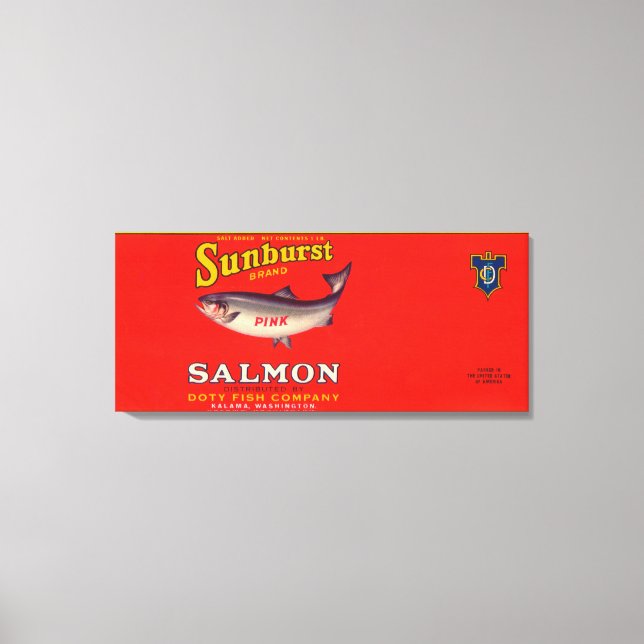 Sunburst Brand Salmon Label Canvas Print (Front)